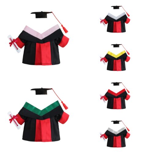 公仔毕业袍博士服红黑袍定制
