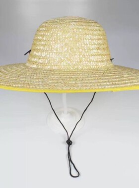 农民工大檐麦秆草帽工地田园劳保帽子草帽防晒帽遮阳钓鱼帽宠物帽