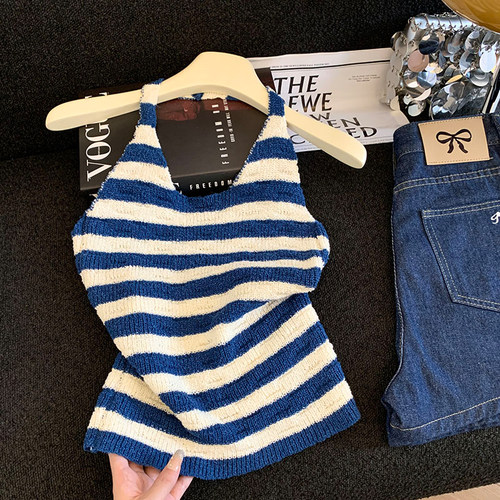 性感美背条纹针织短背心优品质