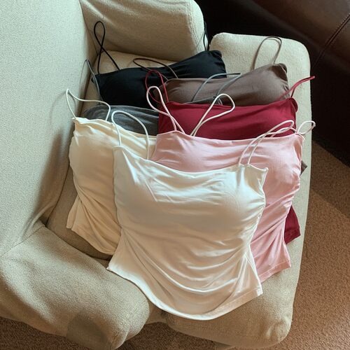 短背心优品质褶皱带胸垫
