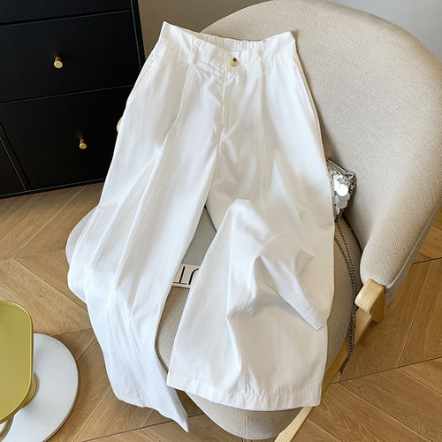 后背松紧腰西装阔腿九分裤优品质