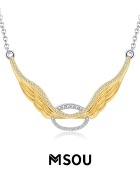 msou天使之翼项链925银原创幸运