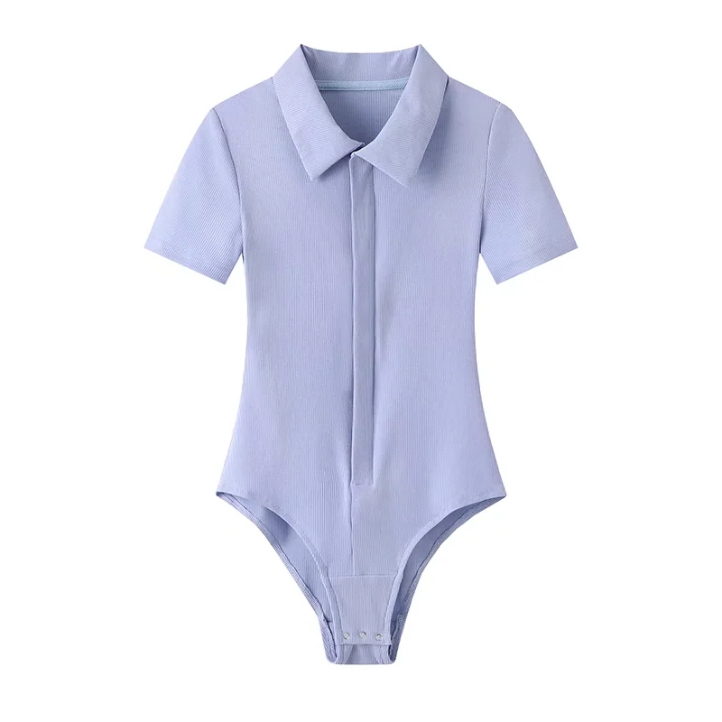 短袖法式马术连裆连身棉弹女T恤