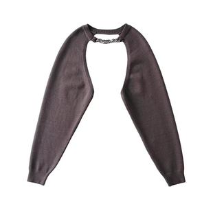 辣妹袖 春夏新品 链条拼接宽松大露背个性 披肩针织衫 套上衣外衣 长袖