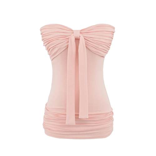 欧美一字肩蝴蝶结拼接褶皱抹胸裙