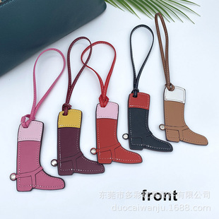 新款皮革靴子包挂件手工鞋撞色铂金凯丽包吊饰MIU系列钥匙扣挂件