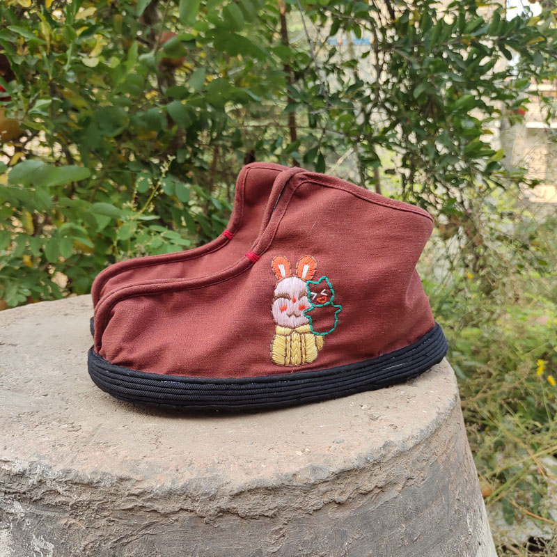 纯手工纳千层底布鞋女复古风手绘刺绣套脚汉服鞋文艺民族风单鞋