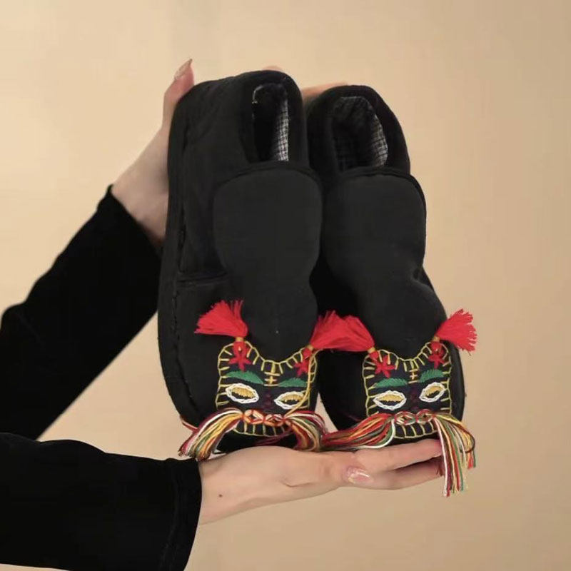 冬季纯手工虎头棉鞋民族风流苏布鞋女黑色圆头软底透气青年儿童男,童鞋/婴儿鞋/亲子鞋,棉鞋,淘宝优惠券,粉丝福利购,淘宝优惠卷