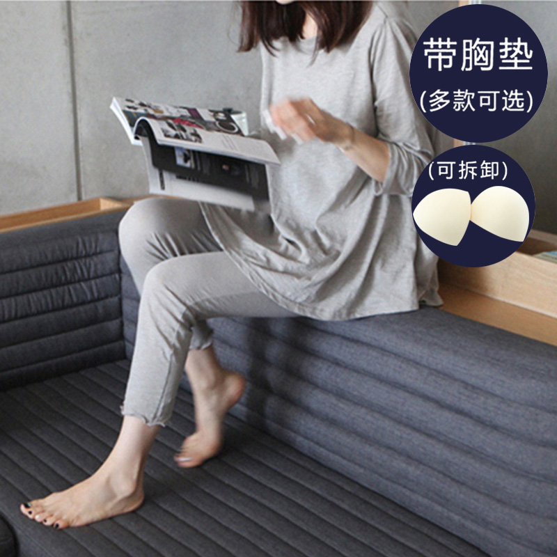 睡衣女春秋长袖套装薄款莫代尔韩版大码家居服春夏季胖mm孕妇月子