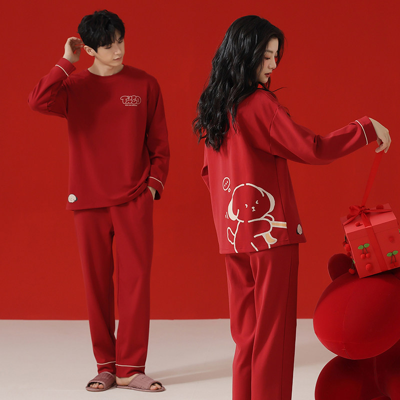 2套价 情侣睡衣新婚女士长袖春秋冬薄款套装男款红色结婚庆家居服,女士内衣/男士内衣/家居服,睡衣/家居服套装,淘宝优惠券,粉丝福利购,淘宝优惠卷