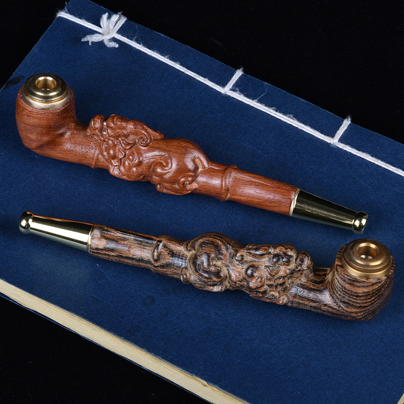 至善工艺 貔貅烟斗虎皮檀血檀木质手工含过滤芯实木弯式烟斗男士|msdalam kategori ZIPPO/Swiss Army Knife/cermin mata, penulis, paip - dari Buy2taobao.com untuk memberikan perkhidmatan ejen Taobao profesional membeli