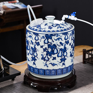 带浮球阀泡茶专用纯净水空桶饮水机凉壶龙头储水罐青花瓷水缸