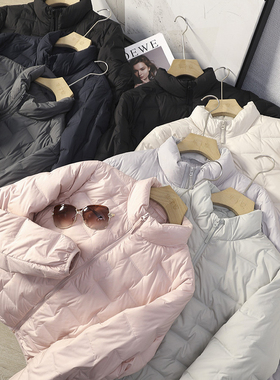 华子家 男女情侣款轻盈保暖立领压胶羽绒服90白鸭绒内胆外套45221