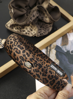 华子家 氛围感高颅顶复古豹纹发箍发圈花朵发夹边夹三件套装45530