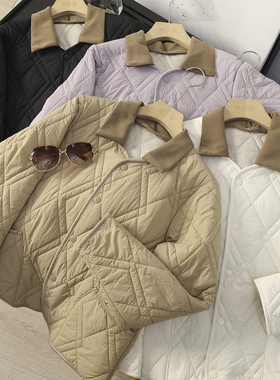 华子家 100羊毛可拆卸翻领绗缝棉衣棉服外套女2025秋季新款44859