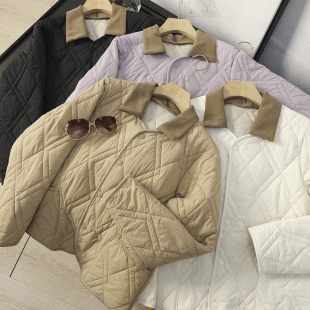 44859 新款 华子家 100羊毛可拆卸翻领绗缝棉衣棉服外套女2025秋季