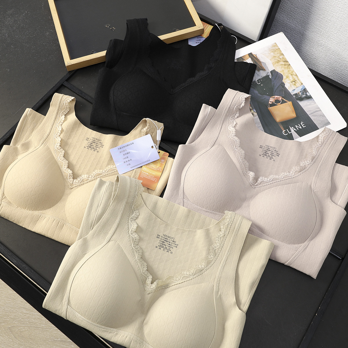 蚕丝羊毛保暖背心免穿文胸内衣女