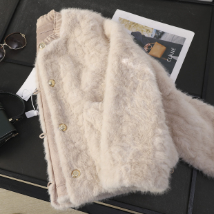 45097 环保皮草毛毛外套女2025秋冬新款 华子家 千金风皮毛一体短款