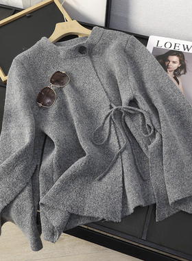 华子家 设计感系带收腰开叉袖针织开衫毛衣外套女25秋季新款45224