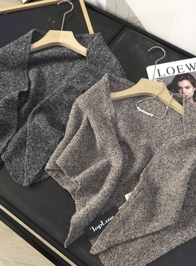 华子家 耗牛绒圈圈纱三角巾女秋冬保暖围巾护颈针织坎肩披肩45455