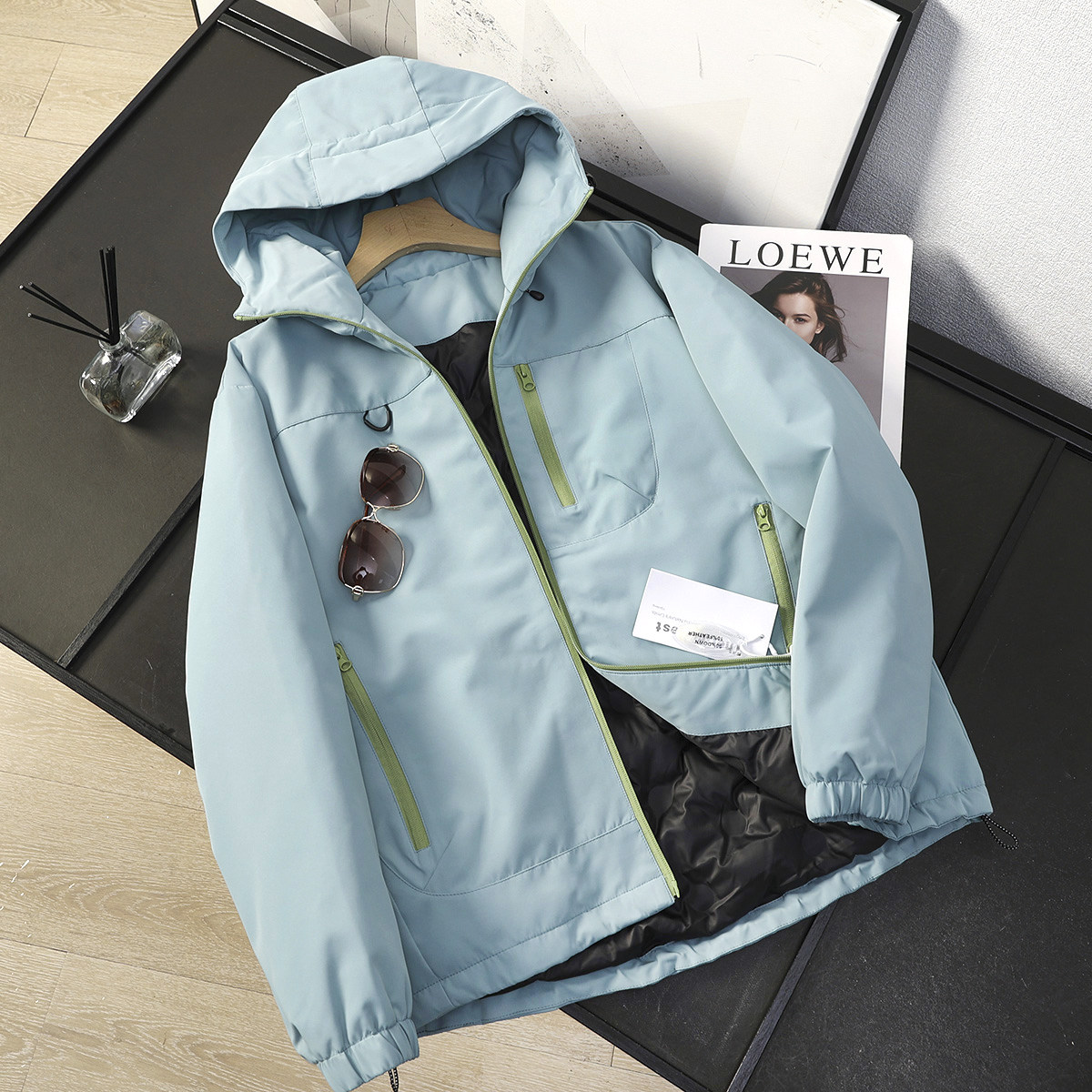 华子家 男女情侣款户外冲锋衣羽绒服加厚保暖防风连帽登山服45039