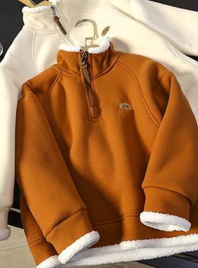 华子家 宝妈福利！男女童加厚羊羔绒半拉链套头卫衣外套秋冬45948