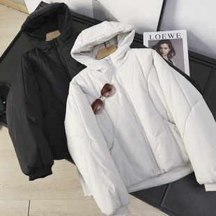 华子家 防风夹棉运动休闲连帽棉衣棉服面包服外套女44792 LU同款