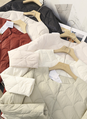 华子家 轻盈保暖90白鸭绒绗缝圆领羽绒服保暖内胆外套女秋冬45110