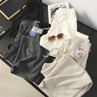 华子家 醋酸羊驼绒保暖高腰宽松显瘦阔腿裤女2025秋冬季新款45343