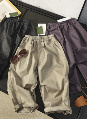 华子家 宝妈福利！男童裤子2025年秋季新款松紧腰工装休闲裤44263