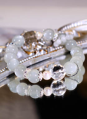 天然月光绿发晶魔方手链情侣送礼掌柜原创设计定制首饰 春分活动