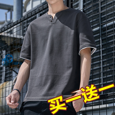 捡漏清仓莫代尔棉短袖t恤男v领夏季冰丝薄款半袖体恤鸡心领打底衫
