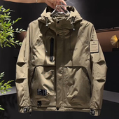 新款 美式 时尚 夹克男士 休闲宽松百搭冲锋衣外套 潮牌连帽工装 春秋季