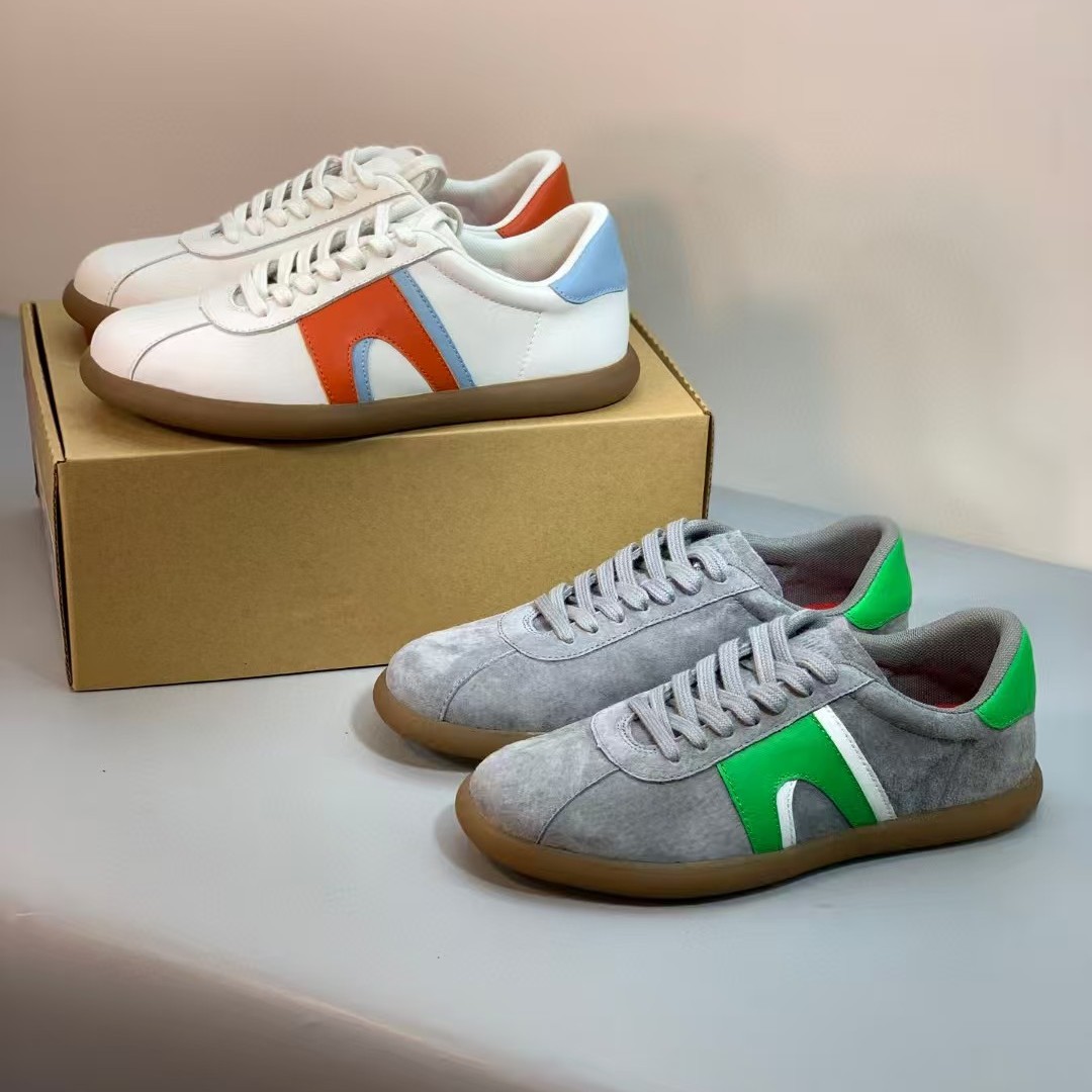 纯原西班牙小众男女款真皮复古小白鞋单鞋系带平底舒适百搭德训鞋