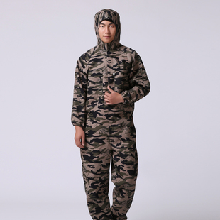 长袖 迷彩连体工作服汽修服户外养殖厂服耐磨耐脏连帽劳保服搬运服