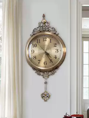 European wall clock living room simple pendulum clock creative home metal silent clock electric wave American large decorative clock
