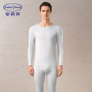 安莉芳男士年新款秋衣秋裤圆领舒适简约加厚打底保暖内衣套装