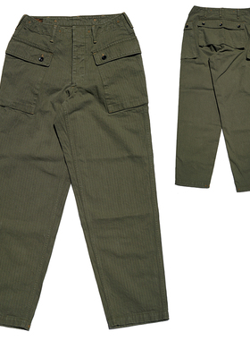 现货 FREEWHEELERS M-1944  橄榄绿色人字纹军事长裤