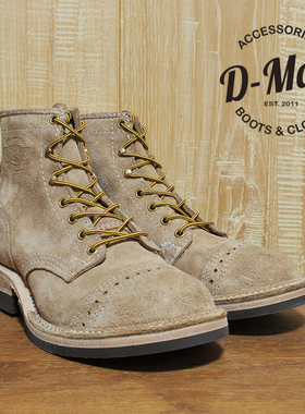 Wesco boots Warren 麻布色雕花头翻毛皮 工装靴/鞋型 ◆D-Man◆