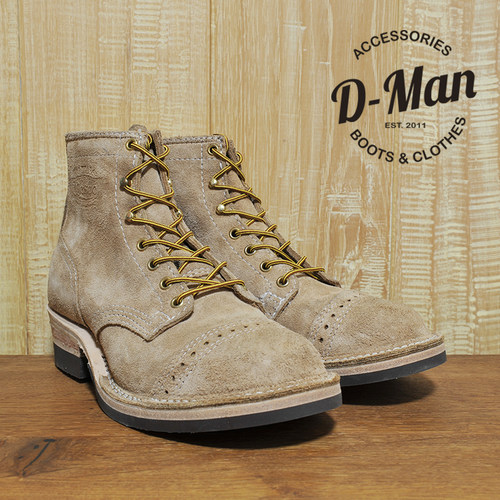 Wesco boots Warren 麻布色雕花头翻毛皮 工装靴/鞋型 ◆D-Man◆
