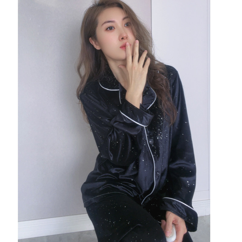 秋冬女金丝绒奢华璀璨家居服