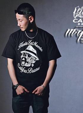 Califas 骷髅老头HIPHOP黑色T恤 westcoast 西海岸 CHICANO