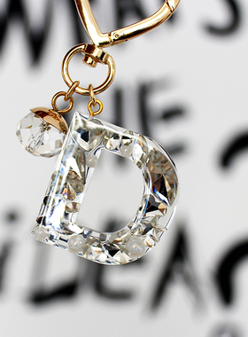 原创字母水钻超闪汽车钥匙扣包包挂件钥匙挂件钥匙环