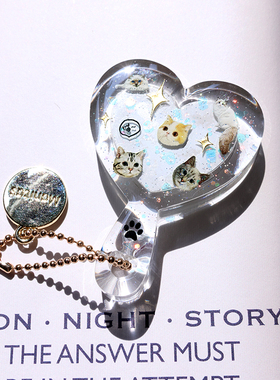 Manitas原创制作小猫咪可爱包包挂件小镜子 汽车钥匙扣挂件礼物