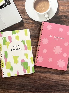 Week journal 英文周计划本简约可爱笔记本打卡时间管理52周日记