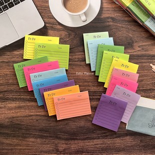todolist便利贴N次贴荧光横线todo便签本有粘性可撕计划本记事本
