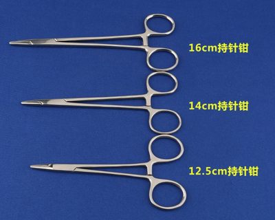 动物手术持针钳 不锈钢器械持针器夹针钳练习 金柄手术工具 包邮