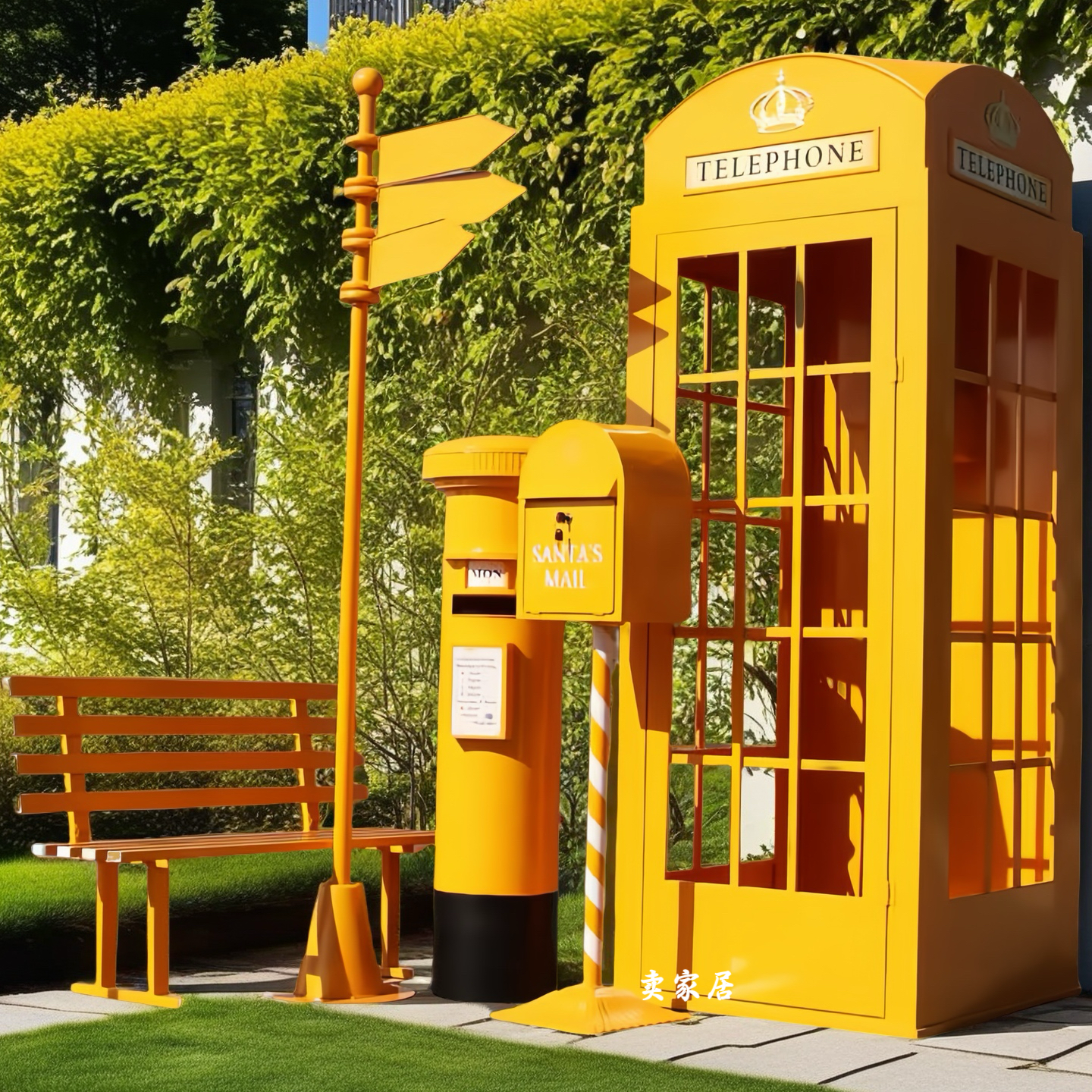 复古英国英伦电话亭铁艺模型储物柜北欧陈列道具装饰大型摆件定制