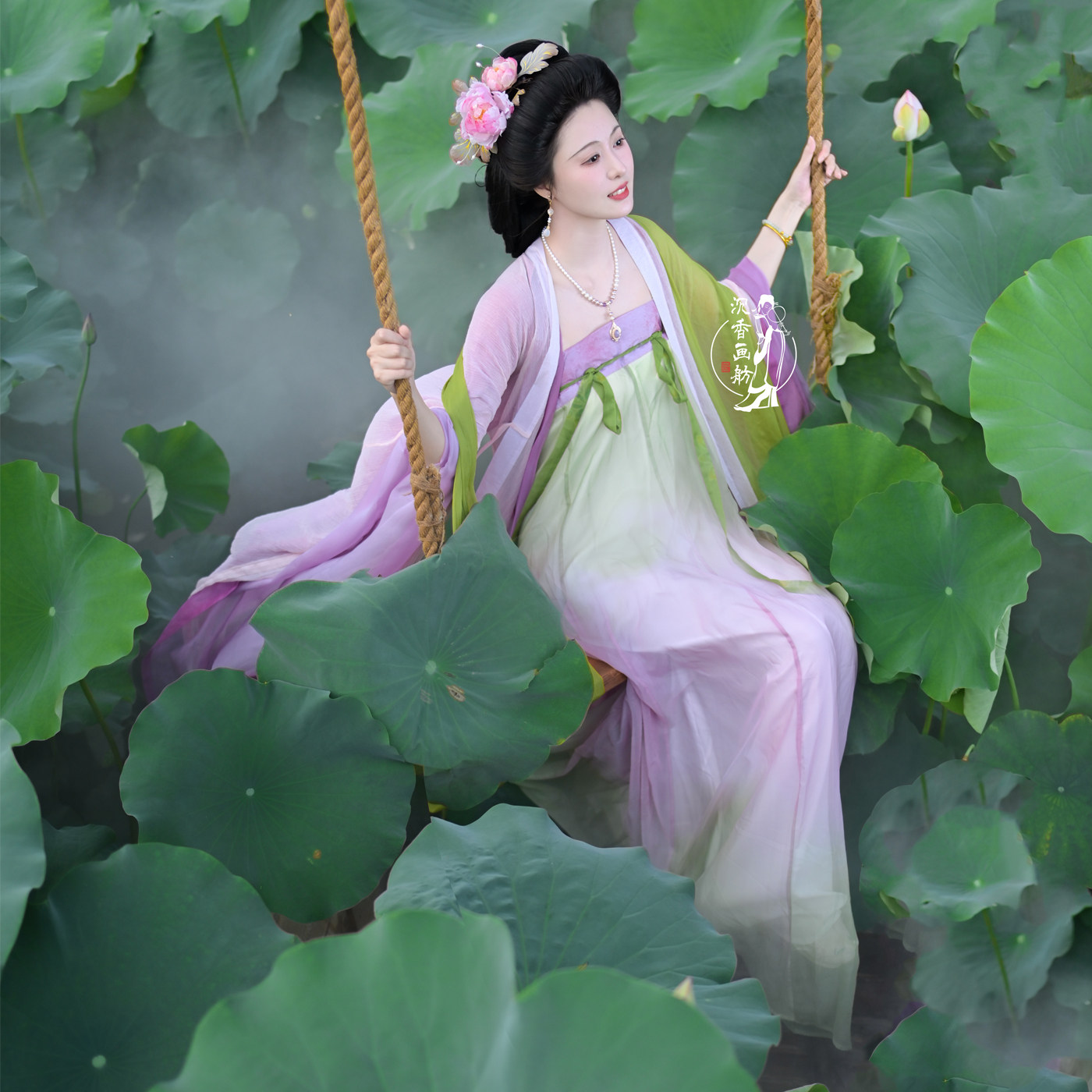 【沉香画舫】【国色】复原唐制衫裙高腰襦裙显瘦显瘦沉香画舫