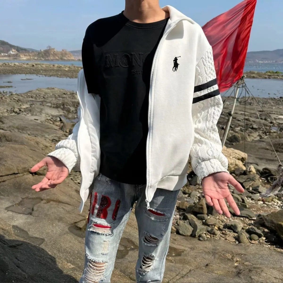 男士开衫卫衣刺绣外套男女夹克